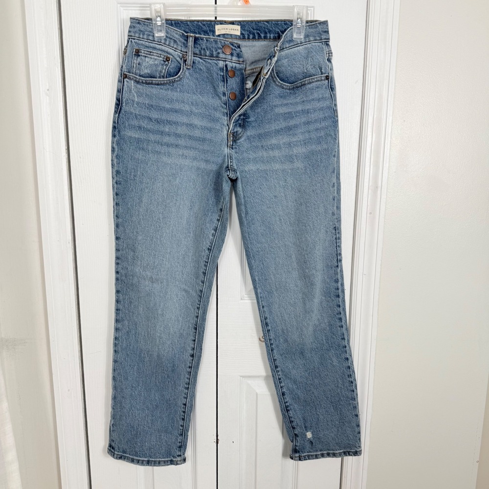 Oliver Logan Straight Leg Jeans 27 Blue High Rise Button Fly Vintage Minimalist
